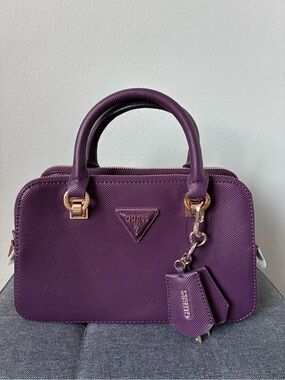 Brand New Guess Brynlee Satchel / Crossbody Bag In Plum Purple